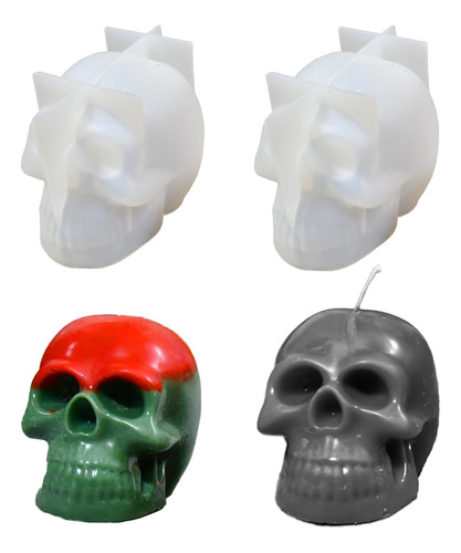 Molde De Calavera 3d, Paquete De 2 Moldes De Silicona Para V