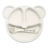 Set Vajilla Bambu Oso Bebe Alimento Plato Cubiertos Hogar.