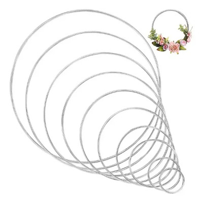 Aro Metal Metálico Plata Decoración Centro De Mesa Jgo 2 Pz