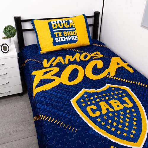 Cubrecama Quilt Twin Size Boca Juniors Mundo Moda 24ch