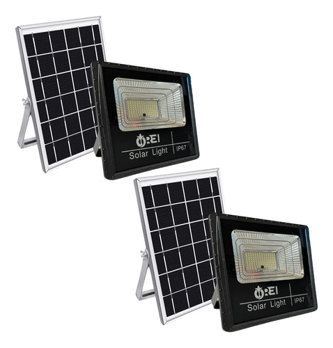 Kit 2 Refletor Holofote Placa Solar 200w Econômico Energia