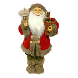 Papai Noel Decor Vermelho/verde C/placa Feliz Natal 43cm
