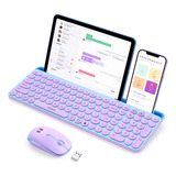 Seenda Teclado Y Mouse Bluetooth Morado, Modo Dual Multidisp