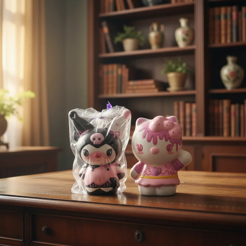 Alcancia De Hello Kitty Y Kuromi Ceramica Kawaii Arte