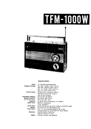 Esquema Radio Sony Tfm1000w Tfm 1000w   Em Pdf