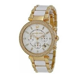 Relógio Michael Kors Mk6119 Parker Branco Dourado