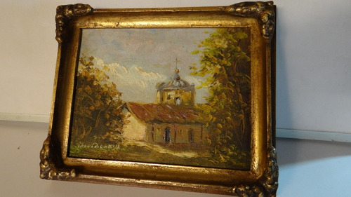 Pintura Cuadro Antiguo ,iglesia De Campo