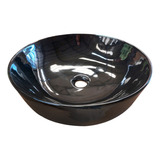 Solana Ovalin Lavabo Para Baño Cerámico De 41.5cm Negro Modelo Nardo / Ovalin Redondo Para Sobreponer Con Porcelana Y Pintura Anti Manchas