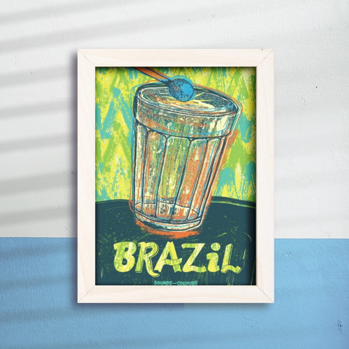 Quadro Decorativo Arte Copo Americano Tambor Brasileiro 