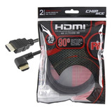 Cabo Hdmi 2.0 19 Pinos 4k Plug 90 Graus 2 Metros