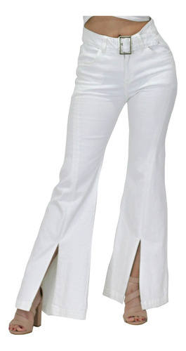 Pantalón Britos Jeans Mujer Acampanado Blanco 024603