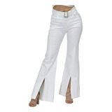 Pantalón Britos Jeans Mujer Acampanado Blanco 024603