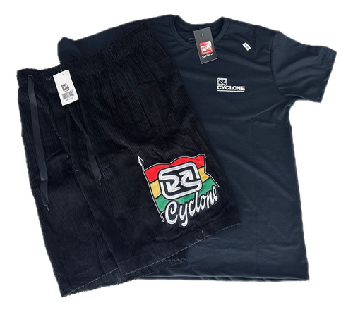 Conjunto Bermuda Cyclone Veludo Branco  + Camisa