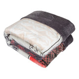 Cobertor Con Borrega King Size Maxi Mink Estampado Líneas