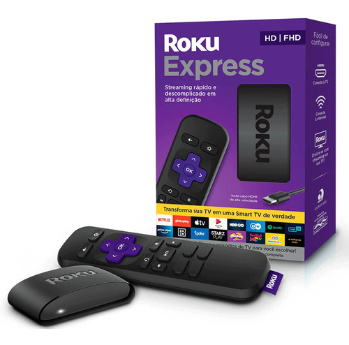 Aparelho Roku Express Conversor Tv Em Smart Tv P/ Ver Série