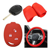 Cubre Volante + Funda Llave Silicona Ford Focus 1 - Rojo