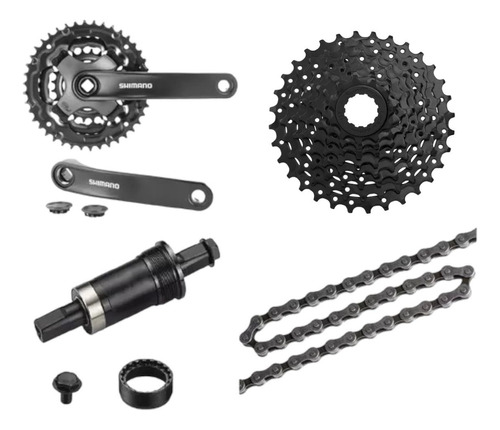 Kit Pe De Vela Shimano Cassete K7 8v 24 Marcha Eixo Corrente