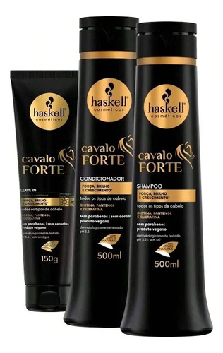  Kit Haskell Cavalo Forte Shampoo Cond. 500ml + Leave-in