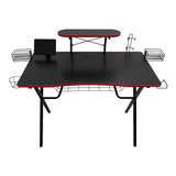 Escritorio Gamer Libitium Desk-01 Acero De 105cm X 78cm X 60cm Negro Y Rojo