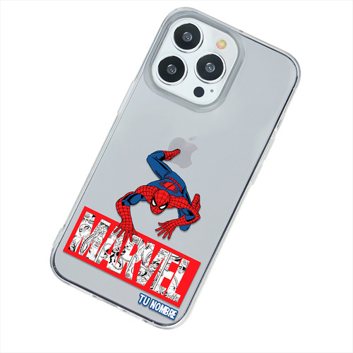 Funda Para iPhone Marvel Spiderman Nombre Personalizada