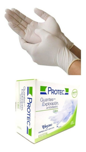 Caja De Guantes De Latéx Esteril Protec 100 Piezas Grande