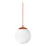 Pendente Globo Esfera De Vidro Branco 14cm Bronze