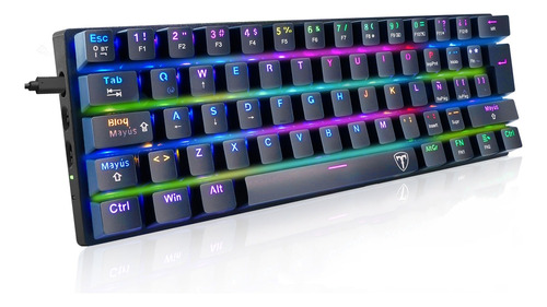 Teclado Inalambrico Español 60%,luz Rgb/bluetooth+2.4g+cable