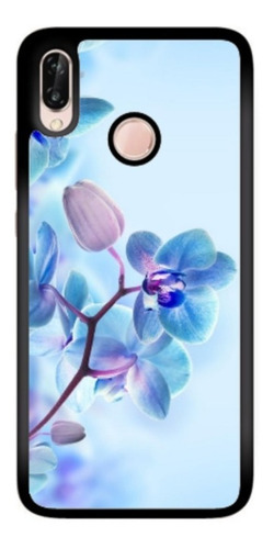 Funda Protector Para Huawei Flores Azul Orquídeas Moda  