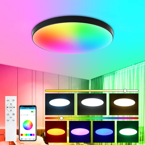 Lámpara Techo Led Rgb Inteligente Luz 30w Colgante Plafón