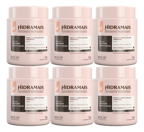 Kit Hidramais Com 6 Cremes Pimenta Negra 1kg