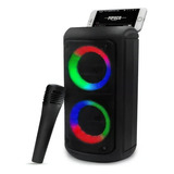 Caixa De Som Bluetooth Potente Grande Karaokê Fm Usb Led Cor Preto