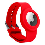 Pulseira Bracelete Silicone Compatível Para Airtag Rastreado Cor Vermelho