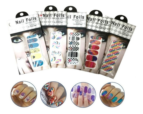 Nail Foil X12 Sticker Tatuaje Decoracion Para Uñas Manicura