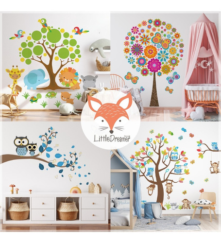 Vinilos Adhesivos Para Pared Infantil Arboles Y Animales