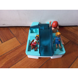 Playmobil Usado/ Bote A Pedal Y 3 Figuras/ Mb Estado 