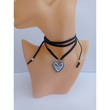 Collar De Gamuza Con Sagrado Corazón Ajustable 