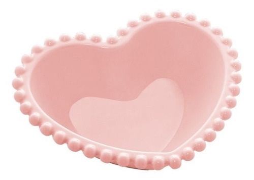 Cj 2 Bowls Porcelana Coracao Beads Rose 15x13x5cm