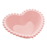 Cj 2 Bowls Porcelana Coracao Beads Rose 15x13x5cm