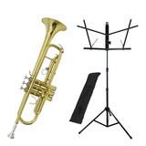 Kit Trompete Tp 200 Laqueado Ny + Estante De Partitura S1