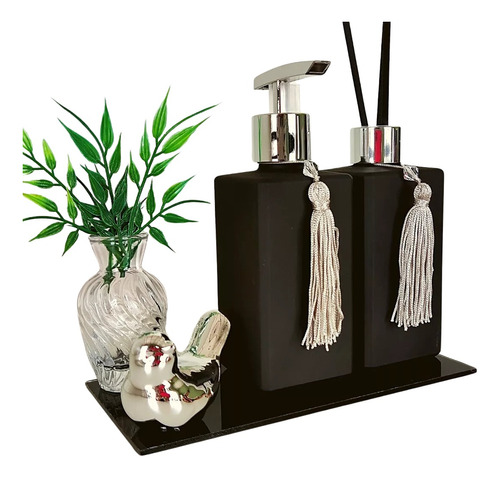 Kit Lavabo Luxo C/ Vasinho Porta Saboneteira E Aromatizador