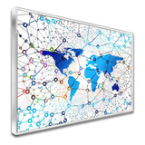 Quadro Mapa Mundi Tecnológico C/moldura