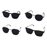 Kit All Black 4 Óculos De Sol Geométricos Unissex Premium 