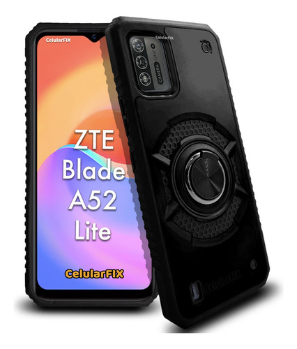 Funda P/ Zte Blade A52 Lite, Uso Rudo Con Anillo + Mica