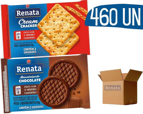 Biscoito Sache Chocolate Cream Cracker Renata Atacado 460 Un