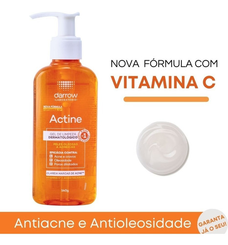 Actine Gel De Limpeza Com Vitamina C E Ácido Salicílico 140g