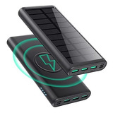 Cargador Solar Power Bank 36800mah Carga Inalambrica Usb C