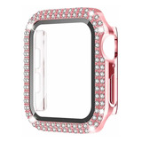 Case Diamante Compatible Para Apple Watch + Mica Serie