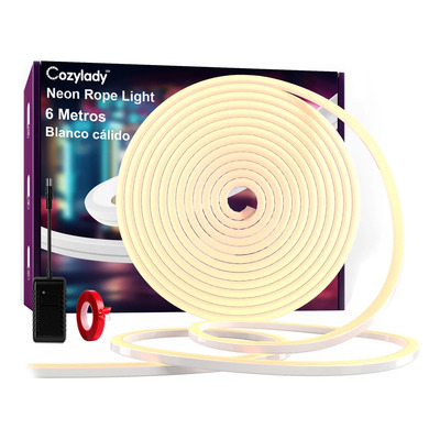Cozylady Tiras De Luces Neón Flex Led Unicolor 6m Blanca Cálida Impermeable Luz Led Para Cuarto Tv Sincronización De Música Diy | MercadoLibre