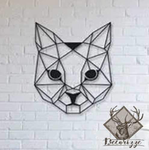 Quadro Aplique De Parede Gato Geométrica Mdf Pintado 45 Cm