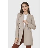 Blazer Cuatro Botones Largo Beige Nicopoly